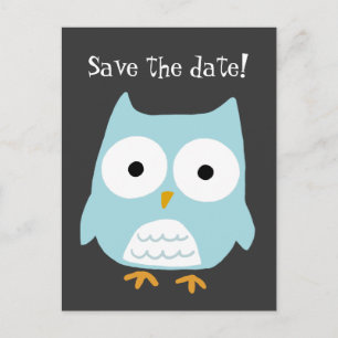 "Bewaar de datum!" Blue Owl Custom Aankondigingskaart