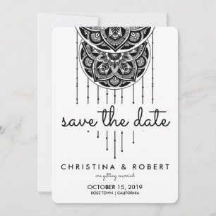 Bewaar de datum Boheemse Mandala Droomvanger Save The Date