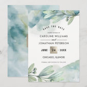 Bewaar de datum. Botanische trouwkaart Save The Date (Voorkant / Achterkant)