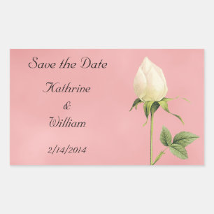 Bewaar de datum Botanische witte Rosebud Rechthoekige Sticker