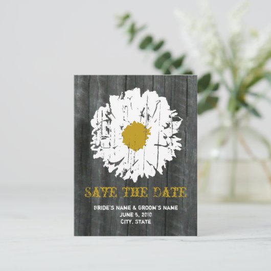 Bewaar de datum Briefkaart - Barnwood Daisy (Staand voorkant)