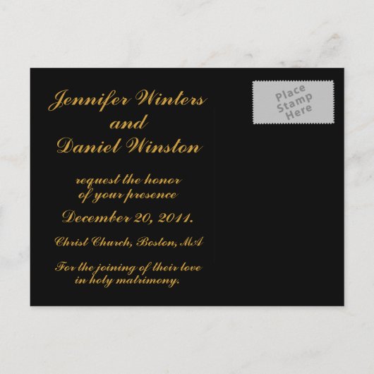 Bewaar de datum Briefkaarten Gold en Cream Monogra (Achterkant)