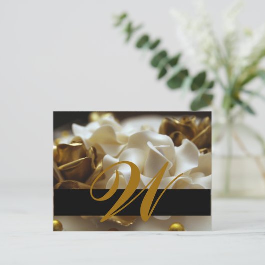 Bewaar de datum Briefkaarten Gold en Cream Monogra (Staand voorkant)