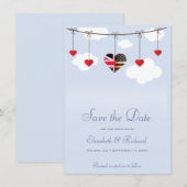 Bewaar de datum Brits-Amerikaanse bruiloft Save The Date (Voorkant / Achterkant)