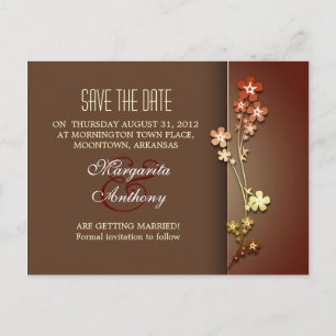 Bewaar de datum Brown Elegant Sakura briefkaarten