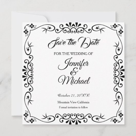 Bewaar de datum Bruiloft Bloemen Patroon Save The Date (Voorkant)