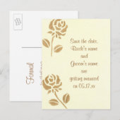 Bewaar de datum bruiloft briefkaarten, gouden roze aankondigingskaart (Voorkant / Achterkant)