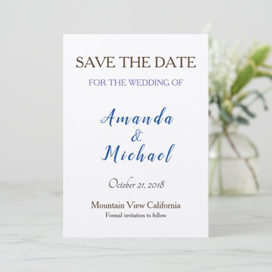 Bewaar de datum Bruiloft Champagne Shimmer Klassie Save The Date (Staand voorkant)
