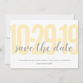 Bewaar de datum, bruiloft, geel save the date