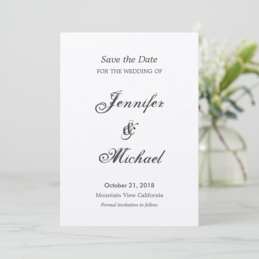 Bewaar de datum Bruiloft Handschrift Uniek Klassie Save The Date (Staand voorkant)