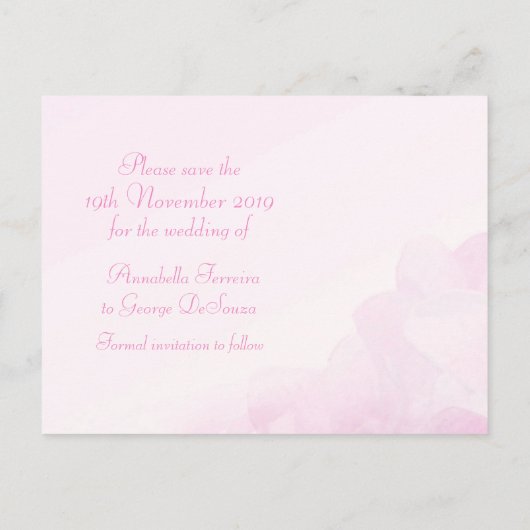 Bewaar de datum bruiloft hortensia paarse roze kaa aankondigingskaart (Achterkant)