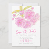 Bewaar de datum bruiloft roze bloesem save the date (Voorkant)