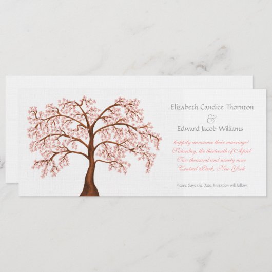 Bewaar de datum Cherry Blossom Sakura aankondiging (Voorkant / Achterkant)