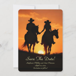 Bewaar de datum Country Western Cowboy Cowgirl Kaart