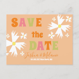 Bewaar de datum Daisy Groovy bloem Lime Roze Briefkaart