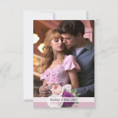 Bewaar de datum Dusty Mauve & Floral Kaart (Achterkant)