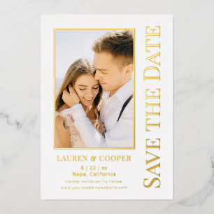 Bewaar de datum Elegant Modern Wedding Gold Folie Uitnodiging