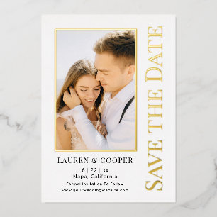 Bewaar de datum Elegant Modern Wedding Gold Folie Uitnodiging