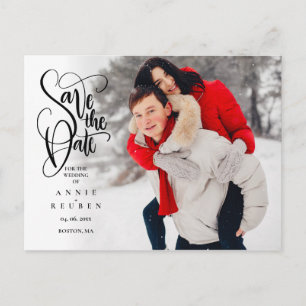 Bewaar de datum Elegante script foto modern Briefkaart