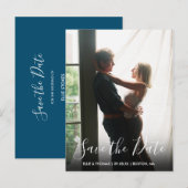 Bewaar de datum Elegante script moderne foto Aankondigingskaart (Voorkant / Achterkant)