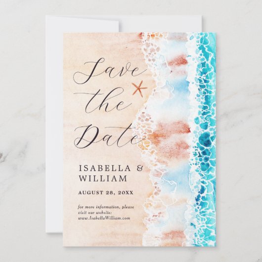 Bewaar de datum Elegante waterverf strand schilder Save The Date (Voorkant)