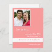 Bewaar de datum en roze aankondigingskaart (Voorkant / Achterkant)