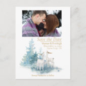 Bewaar de datum Forest Winter Wedding Photo Briefkaart (Voorkant)
