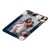 Bewaar de datum foto Navy Bourgondië en Blush  Magneet (Linkerzijde)