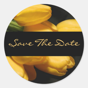 Bewaar de datum Gele Tulip Bruiloft Sticker Seal