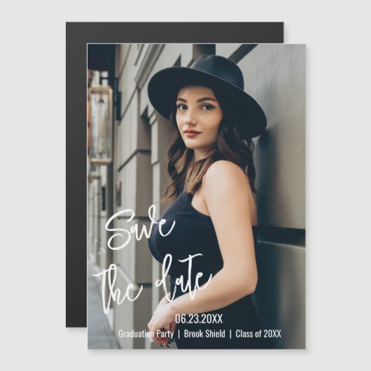Bewaar de datum gepersonaliseerde afstudeerfoto ma (Voorkant / Achterkant)