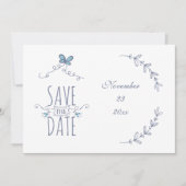 Bewaar de datum gepersonaliseerde laurierkaart save the date (Voorkant)