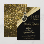 Bewaar de datum - Gouden Jubileum met Glitters Kaart (Voorkant / Achterkant)