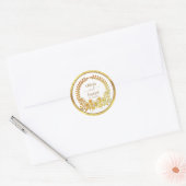 Bewaar de datum, gouden vlinder en bloem ronde sticker (Envelop)