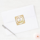 Bewaar de datum, gouden vlinder en bloem vierkante sticker (Envelop)