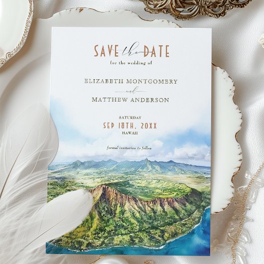Bewaar de datum Hawaii bestemming bruiloft Kaart