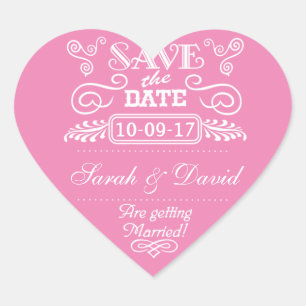 Bewaar de datum  Heart Pink Hart Sticker
