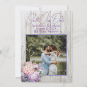 Bewaar de datum Hout en bloemen Fotoaankondiging Kaart (Voorkant)