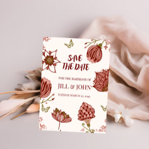Bewaar de datum Huwelijk Botanische Illustratie Save The Date