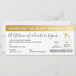 Bewaar de datum instapkaart Eenvoudig modern goud Save The Date