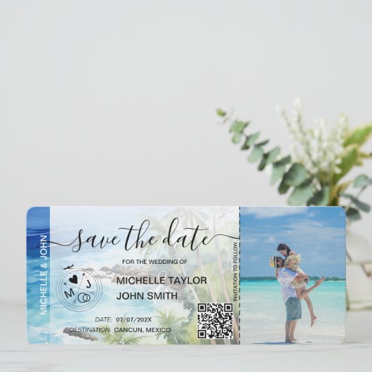 Bewaar de datum instapkaart kaart Strand Palm MPho (Staand voorkant)