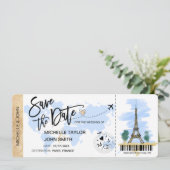 Bewaar de datum instapkaart trouwuitnodiging Parij Kaart (Staand voorkant)