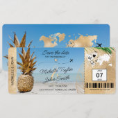Bewaar de datum instapkaart Wereldkaart Ananas In Kaart (Voorkant / Achterkant)
