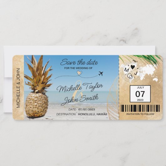 Bewaar de datum instapkaart Wereldkaart Ananas In Kaart (Voorkant)