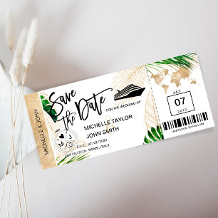 Bewaar de datum instapkaart wereldkaart cruise kaart