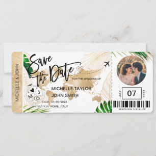 Bewaar de datum instapkaart Wereldkaart Strand Fot Kaart