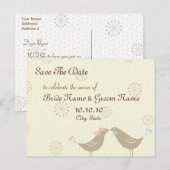 Bewaar de datum Kissing Birds Wedding Briefkaart (Voorkant / Achterkant)