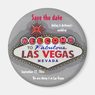 Bewaar de datum Las Vegas Silver Grey Magneet