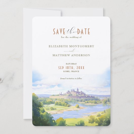 Bewaar de datum LOIRE Frankrijk Bestemming Kaart (Voorkant)