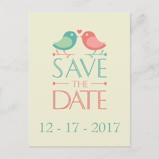 Bewaar de datum Lovebirds Wedding Briefkaart (Voorkant)