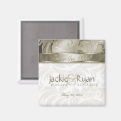 Bewaar de datum Magneet Floral Leaf Gold 2 (Voorkant / Achterkant)